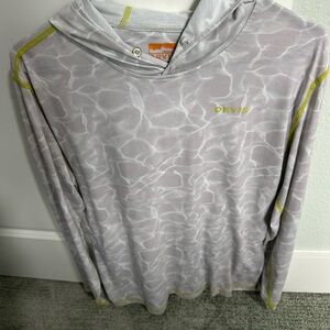 Orvis Light Gray Performance Hooded Shirt with Orange Logo